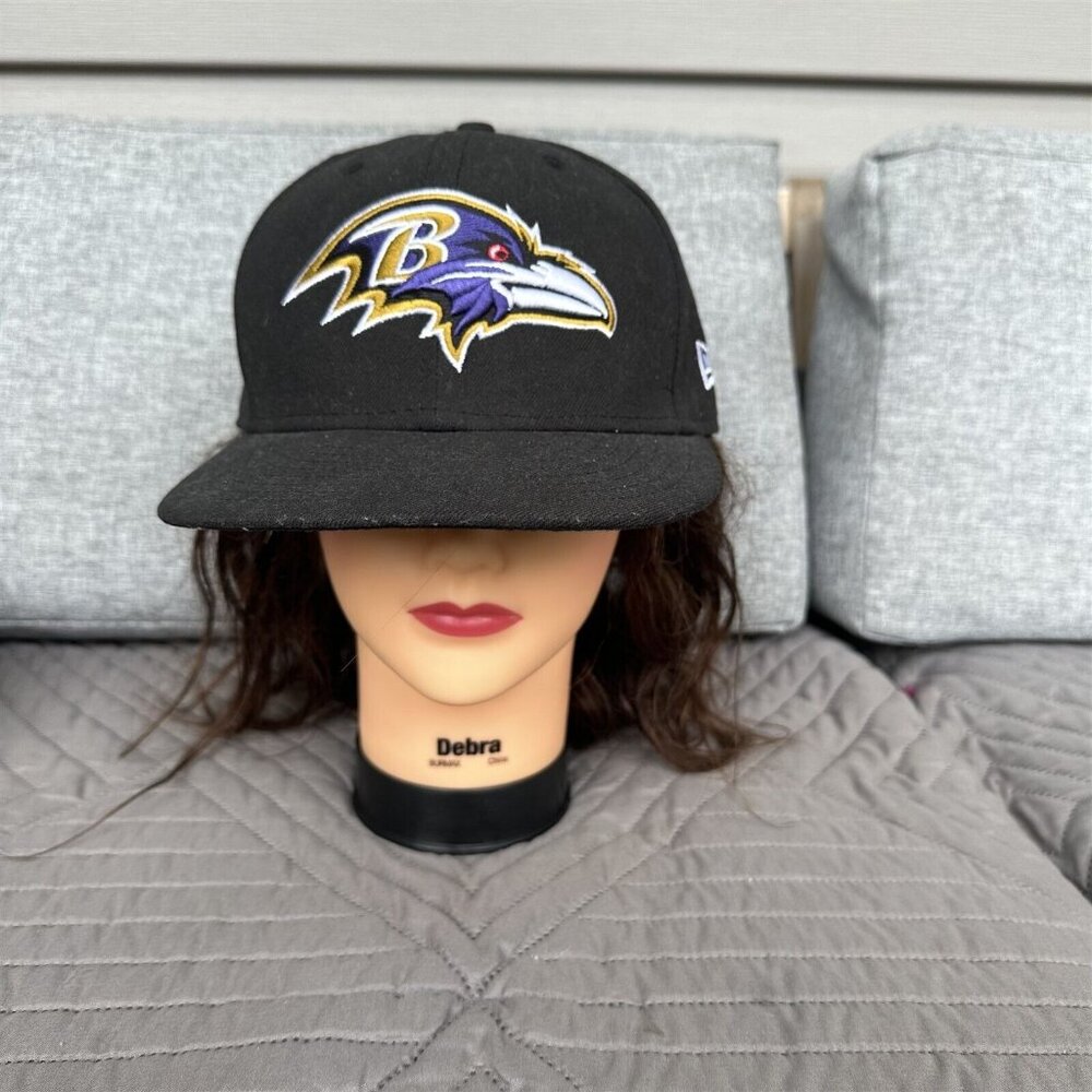 Baltimore Ravens Hat Cap NFL New Era 59Fifty Black Embroidered Polyester 7 1/8